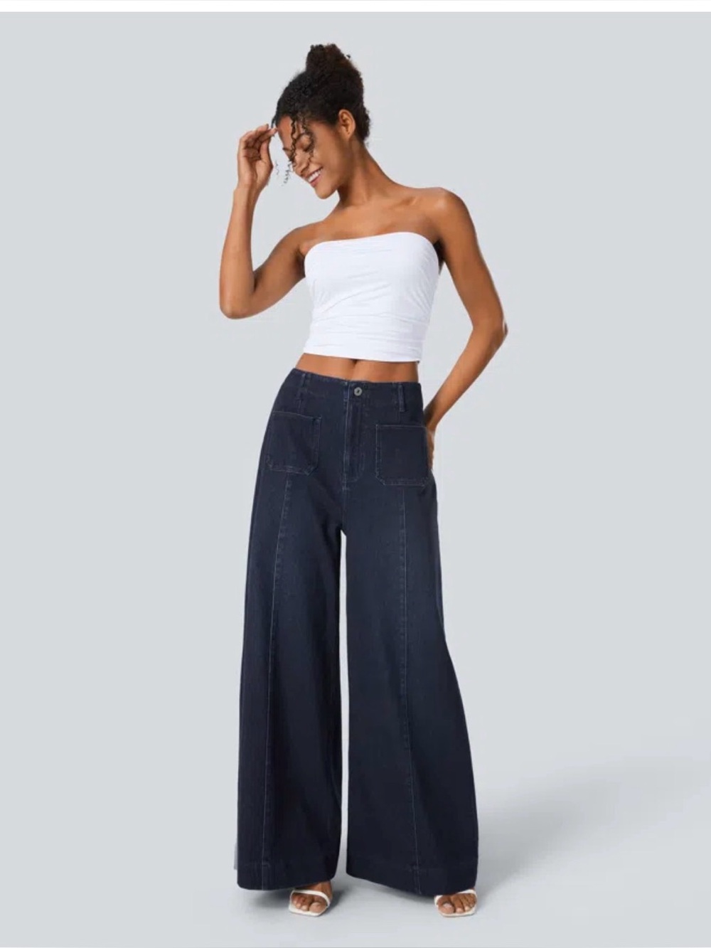 Halara Flex High Waisted Wide Leg Denim Pants Large